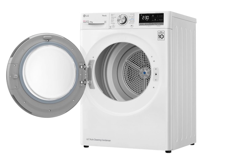 LG Sušička LG | 8 kg | DUAL Inverter Heat Pump™ |ThinQ™|Bílá, RC8TV9AVWN