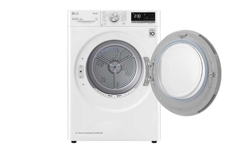 Pohled zepředu na 9 kg Sušička DUAL Inverter Heat Pump™, Bílá RC91V5AV6N