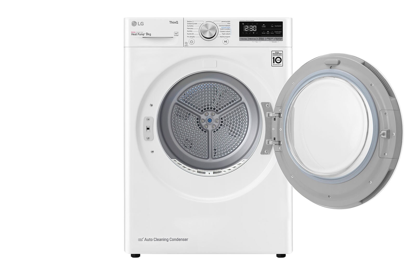 LG 9 kg sušička, A++ (v rozsahu A++ až D), 14 programů, 13 přídavných možností, 3 možnosti sušení, ThinQ™ + WiFi připojení, RC91V5AV6Q