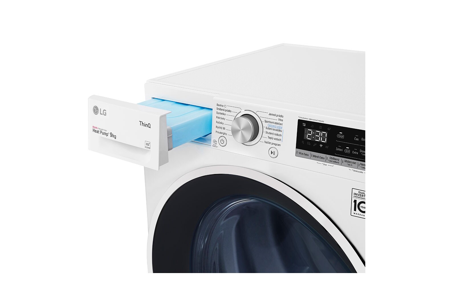 LG 9 kg sušička, A++ (v rozsahu A++ až D), 14 programů, 13 přídavných možností, 3 možnosti sušení, ThinQ™ + WiFi připojení, RC91V5AV6Q