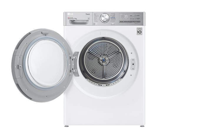 LG Sušička LG | 9 kg | DUAL Inverter Heat Pump™ |ThinQ™|Bílá, RC91V9AV2QR