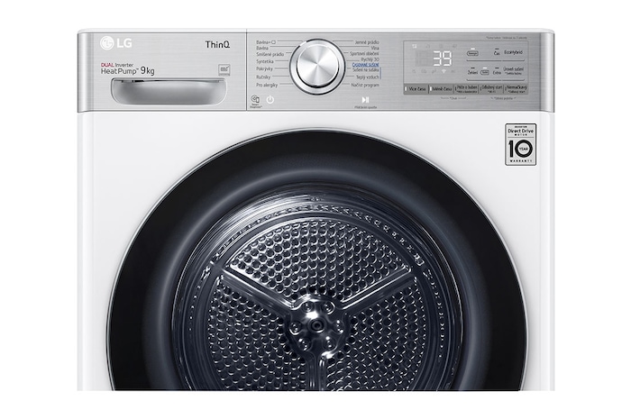LG Sušička LG | 9 kg | DUAL Inverter Heat Pump™ |ThinQ™|Bílá, RC91V9AV2QR