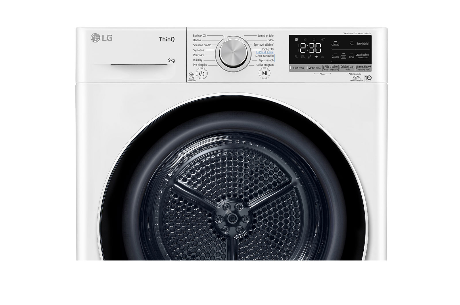 LG Sušička LG | 9 kg | DUAL Inverter Heat Pump™ |ThinQ™|Bílá, RC91V9AV4N
