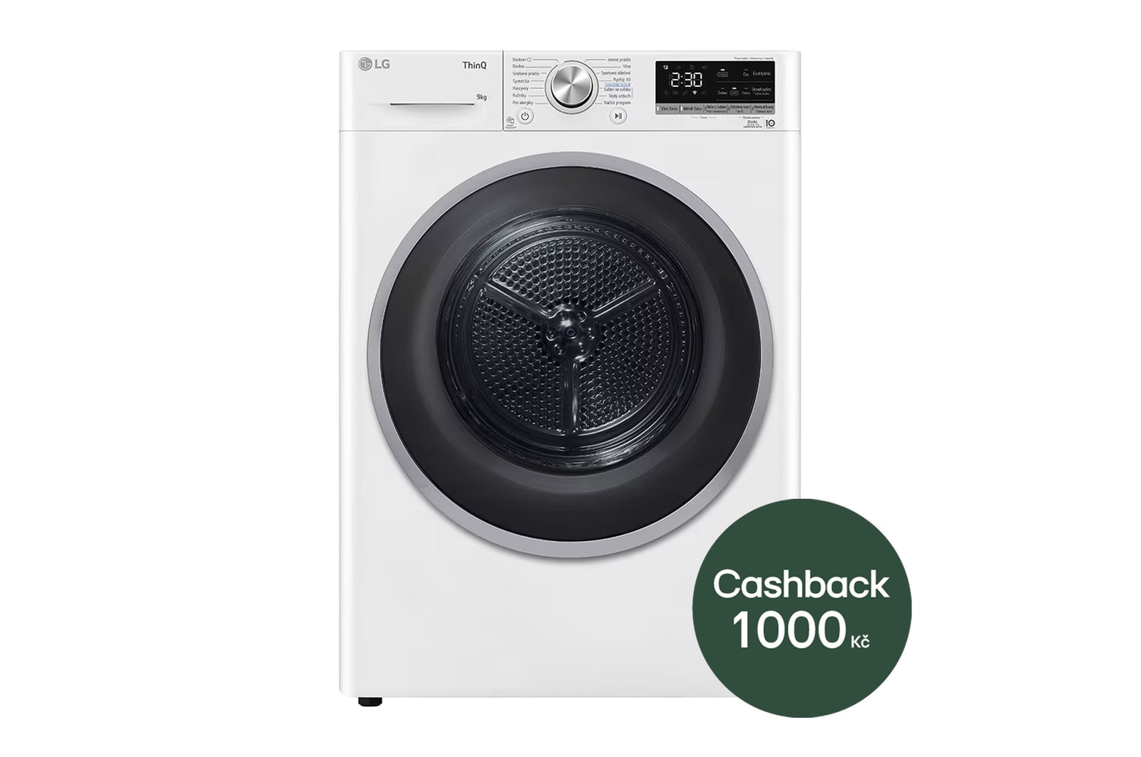 LG Sušička LG | 9 kg | DUAL Inverter Heat Pump™ |ThinQ™|Bílá, RC91V9AVRN