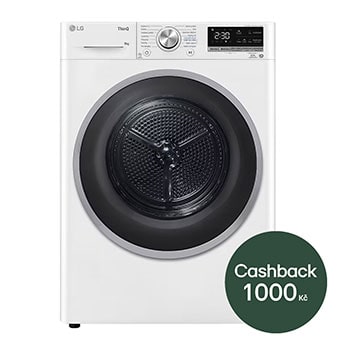 LG Sušička LG | 9 kg | DUAL Inverter Heat Pump™ |ThinQ™|Bílá, RC91V9AVRN