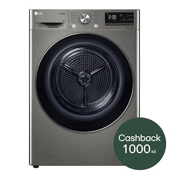 Pohled zepředu na 9 kg Sušička DUAL Inverter Heat Pump™, Stříbrná RC91V9EV2N