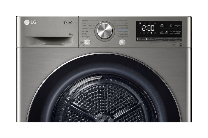 LG Sušička LG | 9 kg | DUAL Inverter Heat Pump™ |ThinQ™|Stříbrná, RC91V9EV2N