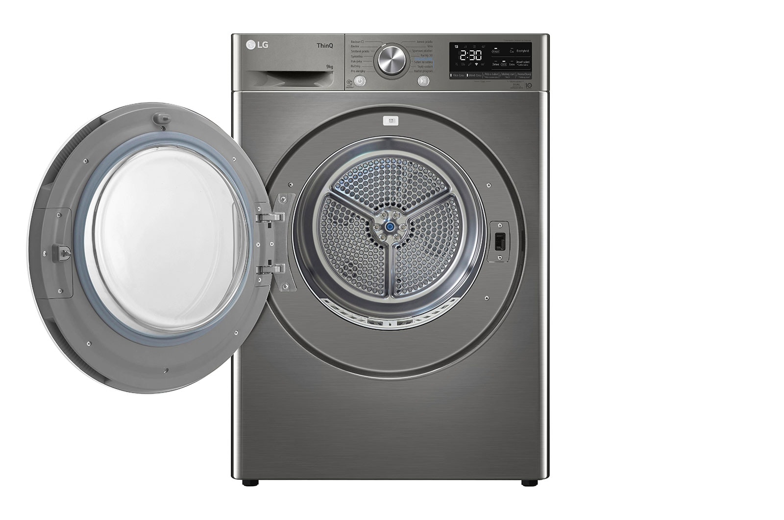 LG Sušička LG | 9 kg | DUAL Inverter Heat Pump™ |ThinQ™|Stříbrná, RC91V9EV2N