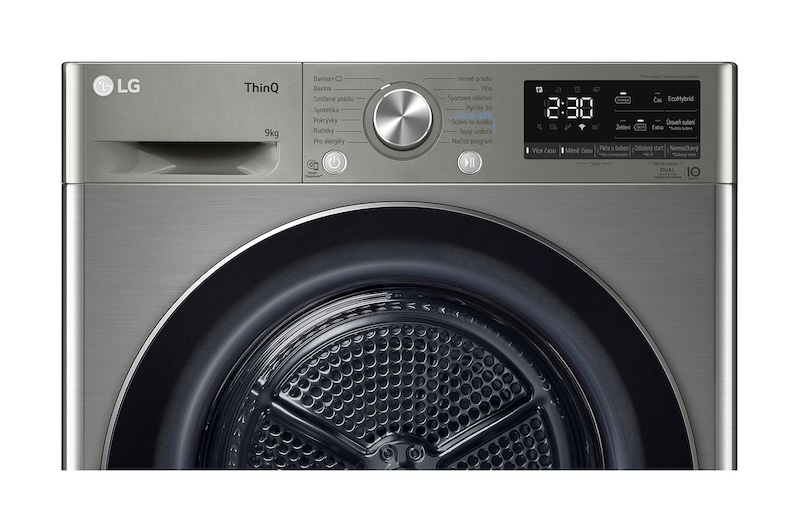 LG Sušička LG | 9 kg | DUAL Inverter Heat Pump™ |ThinQ™|Stříbrná, RC91V9EV2N