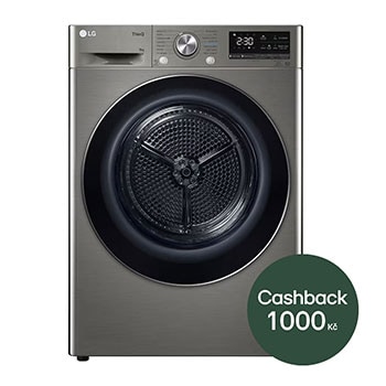 LG 9 kg sušička LG | Režim Energie / Čas | automatické čištění kondenzátoru | Wi-Fi, front view, RC91V9EV2N