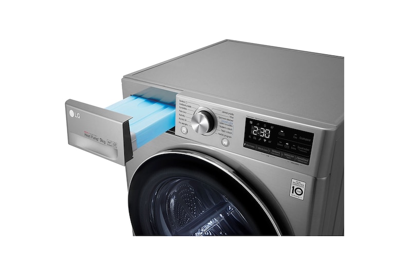 LG 9 kg hybridní sušička s tepelným čerpadlem, A+++ (v rozsahu A+++ až D), invertorový motor, Eco Hybrid™ - hybridní sušení, automatické čištění kondenzátoru, ThinQ™ + WiFi, Program Pro alergiky, RC91V9EV2Q