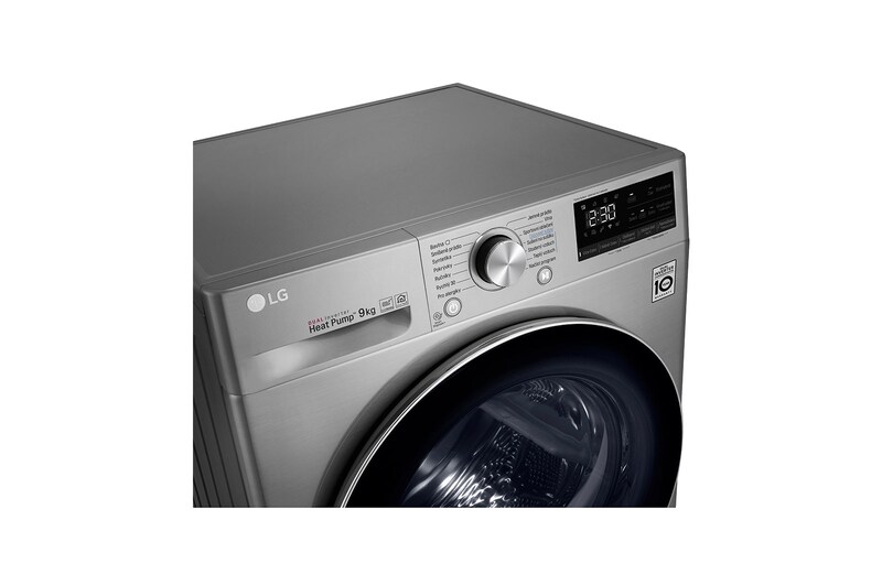 LG 9 kg hybridní sušička s tepelným čerpadlem, A+++ (v rozsahu A+++ až D), invertorový motor, Eco Hybrid™ - hybridní sušení, automatické čištění kondenzátoru, ThinQ™ + WiFi, Program Pro alergiky, RC91V9EV2Q