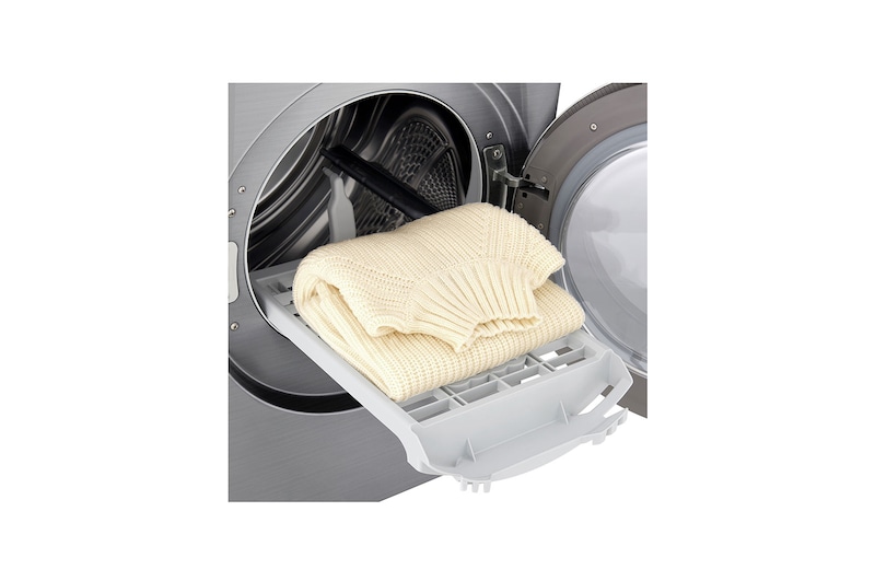 LG 9 kg hybridní sušička s tepelným čerpadlem, A+++ (v rozsahu A+++ až D), invertorový motor, Eco Hybrid™ - hybridní sušení, automatické čištění kondenzátoru, ThinQ™ + WiFi, Program Pro alergiky, RC91V9EV2Q