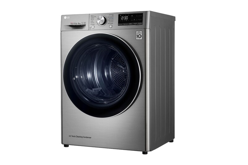 LG 9 kg hybridní sušička s tepelným čerpadlem, A+++ (v rozsahu A+++ až D), invertorový motor, Eco Hybrid™ - hybridní sušení, automatické čištění kondenzátoru, ThinQ™ + WiFi, Program Pro alergiky, RC91V9EV2Q