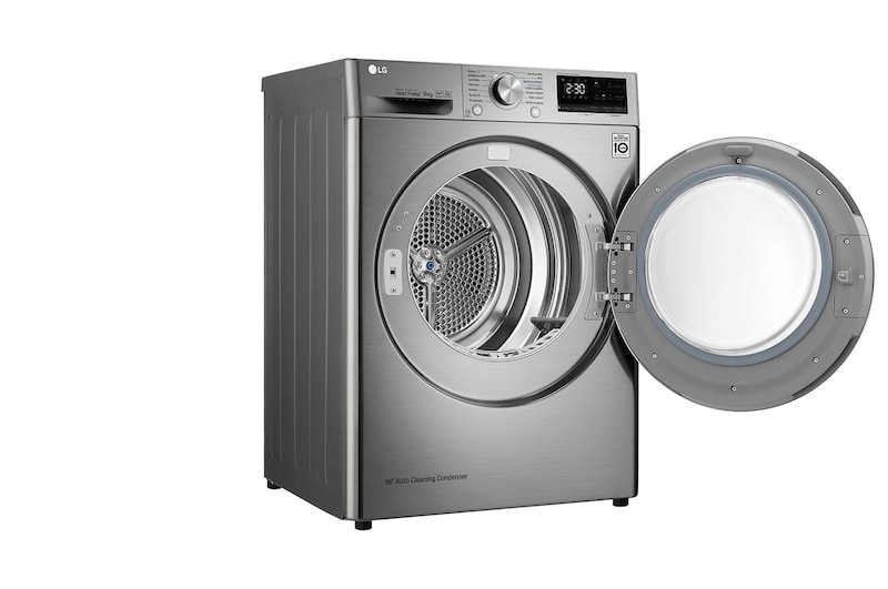 LG 9 kg hybridní sušička s tepelným čerpadlem, A+++ (v rozsahu A+++ až D), invertorový motor, Eco Hybrid™ - hybridní sušení, automatické čištění kondenzátoru, ThinQ™ + WiFi, Program Pro alergiky, RC91V9EV2Q