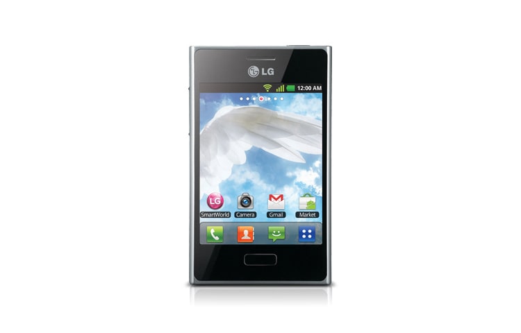 Čelní pohled na OPTIMUS L3 - 3,2&#34; TFT displej, 302MB RAM, 800MHz, Adreno 200, 1,16GB interní paměť, 3Mpx E400