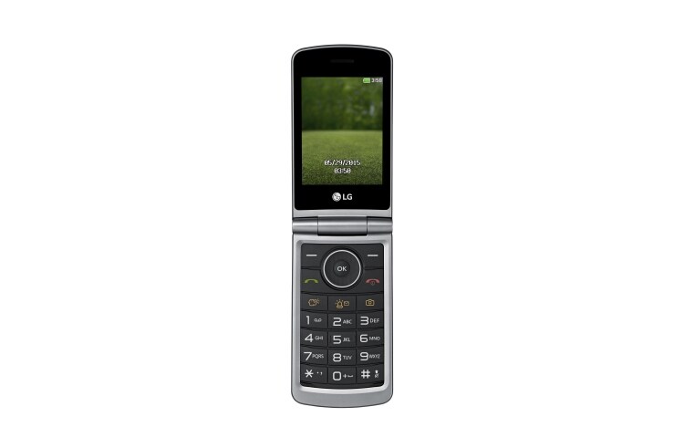 Čelní pohled na LG G350, 3,5&#34; displej, velká pohodlná klávesnice, 1,3MPx fotoaparát, Véčko, SOS tlačítko G350