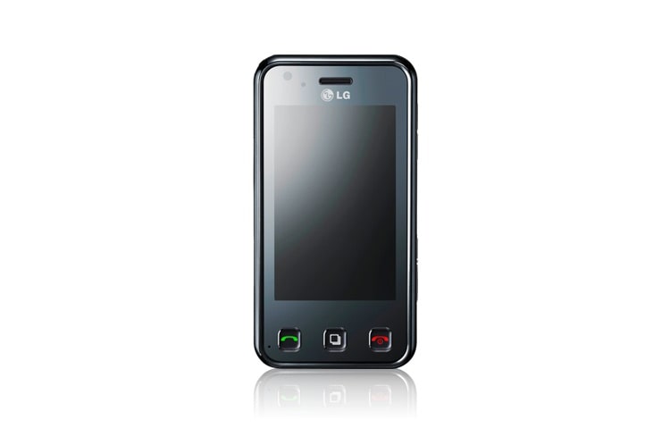 Čelní pohled na Mobilní telefon s 3” dotykovým displejem, 8 Mpx fotoaparát, Wi-fi, A-GPS, TV výstup KC910