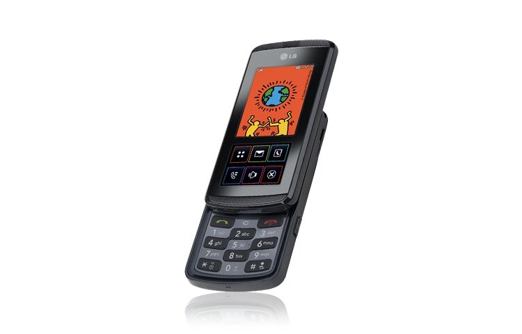 LG Výsuvný LG mobilní telefon kombinující dotykové ovládání, 3,15 Mpx fotoaparát s autofokusem a bleskem, KF600