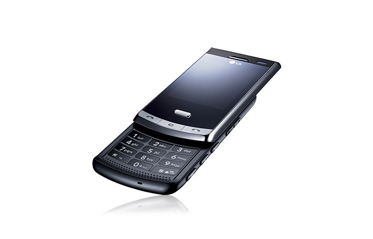 LG Telefon s dotykovým 2,4 palcovým displejem, 5 Mpx fotoaparát s autofokusem, detekcí obličeje, druhý VGA fotoaparát pro videohovory, KF750
