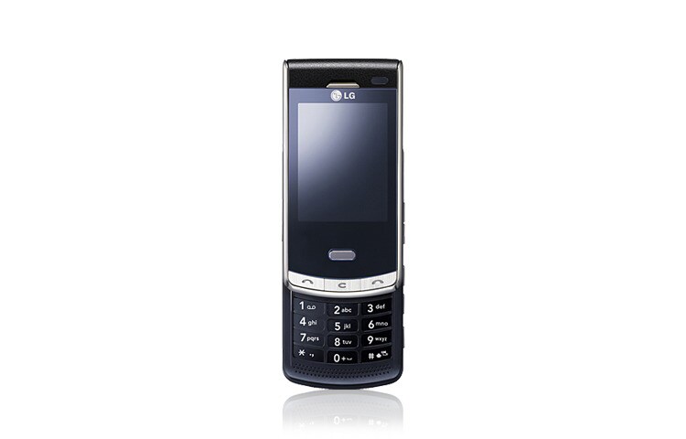 LG Telefon s dotykovým 2,4 palcovým displejem, 5 Mpx fotoaparát s autofokusem, detekcí obličeje, druhý VGA fotoaparát pro videohovory, KF750