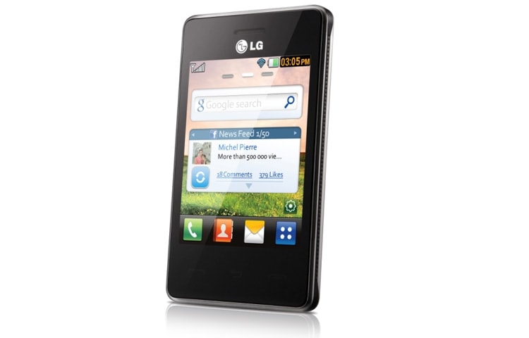 LG T375 dual SIM - Dotyková obrazovka, Wi-Fi, Bluetooh, 2Mpx Fotoaparát, MicroSD, PCSuite IV, Facebook, Twitter, Google Search, AccuWeather, T375