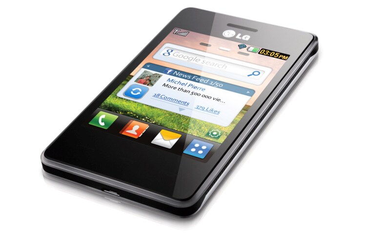 LG T385 - Dotyková obrazovka, Wi-Fi, Bluetooh, 2Mpx Fotoaparát, MicroSD, PCSuite IV, Facebook, Twitter, Google Search, AccuWeather, T385
