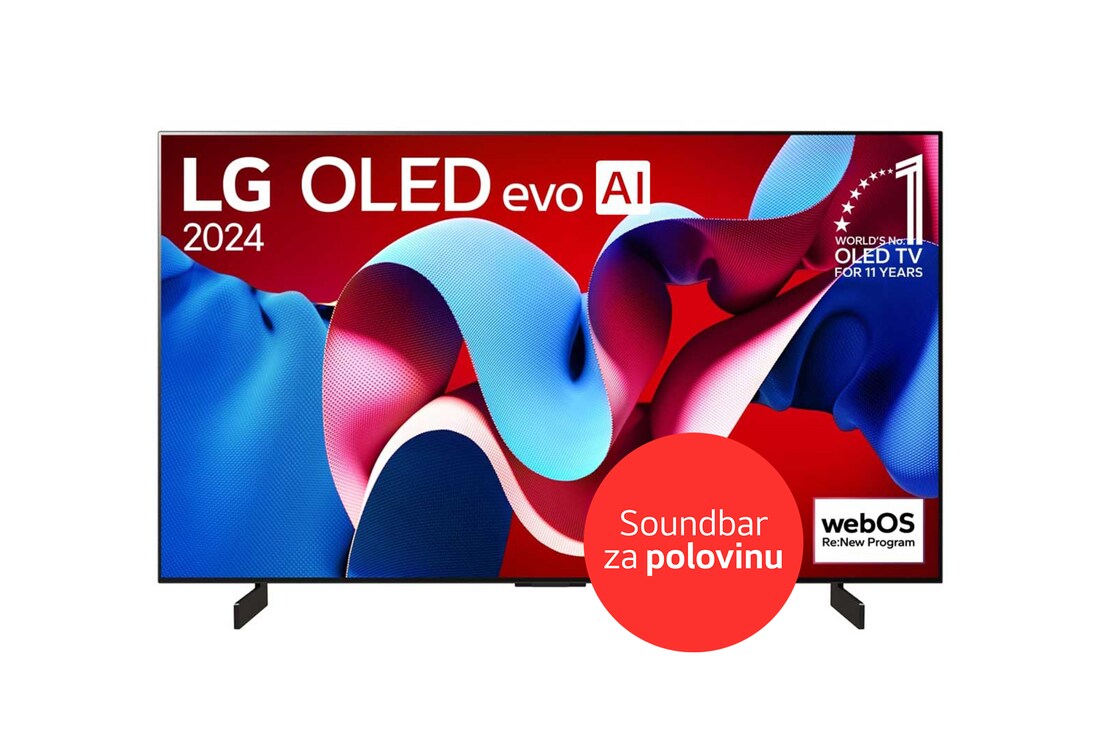 LG 42" LG OLED evo AI C4 4K Smart TV OLED42C4, OLED42C45LA