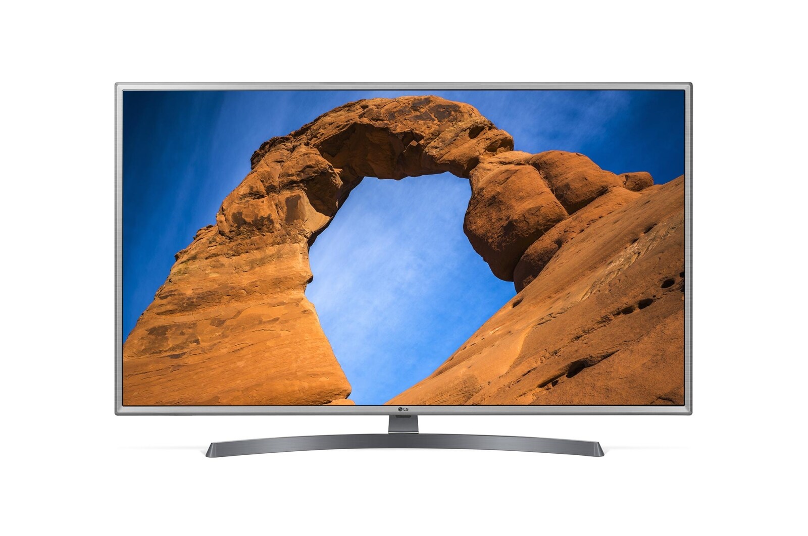 Čelní pohled na 43&#34; LG FULL HD TV, webOS Smart TV 43LK6100