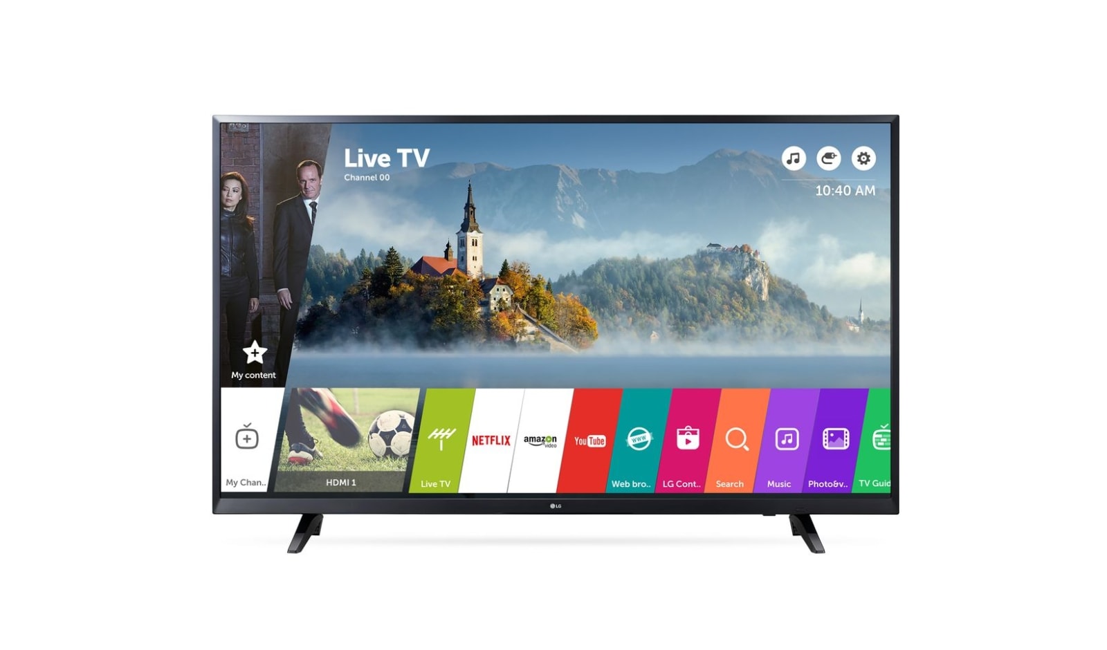 Čelní pohled na 43&#34; LG UHD TV 4K, webOS 3.5 43UJ620V