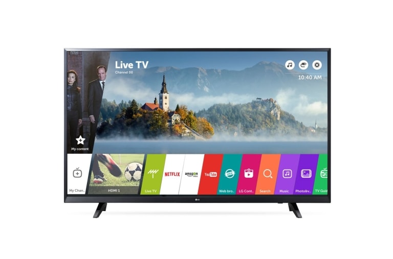 Čelní pohled na 49&#34; LG UHD TV 4K, webOS 3.5 49UJ620V