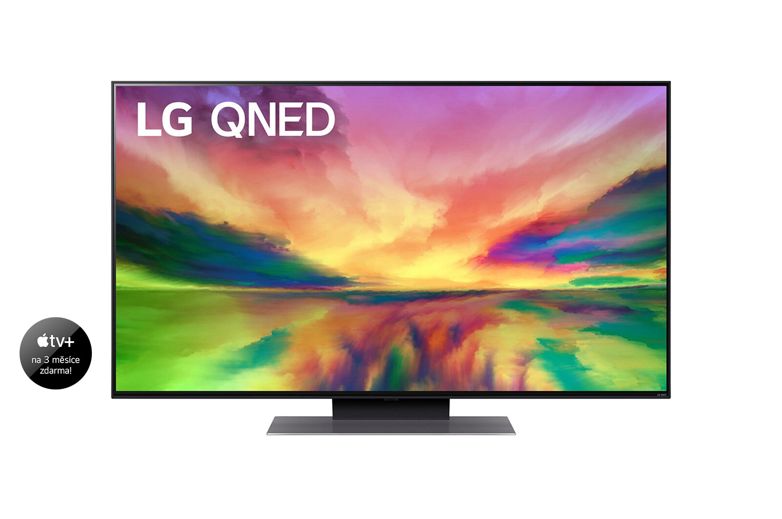 Přední pohled na televizor LG QNED s obrázkem výplně a logem produktu