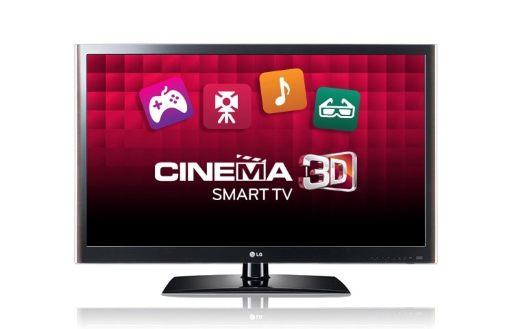 Čelní pohled na 55&#34; Cinema 3D LED Plus TV, Smart TV, Full HD, nahrávání TV vysílání 55LW5500