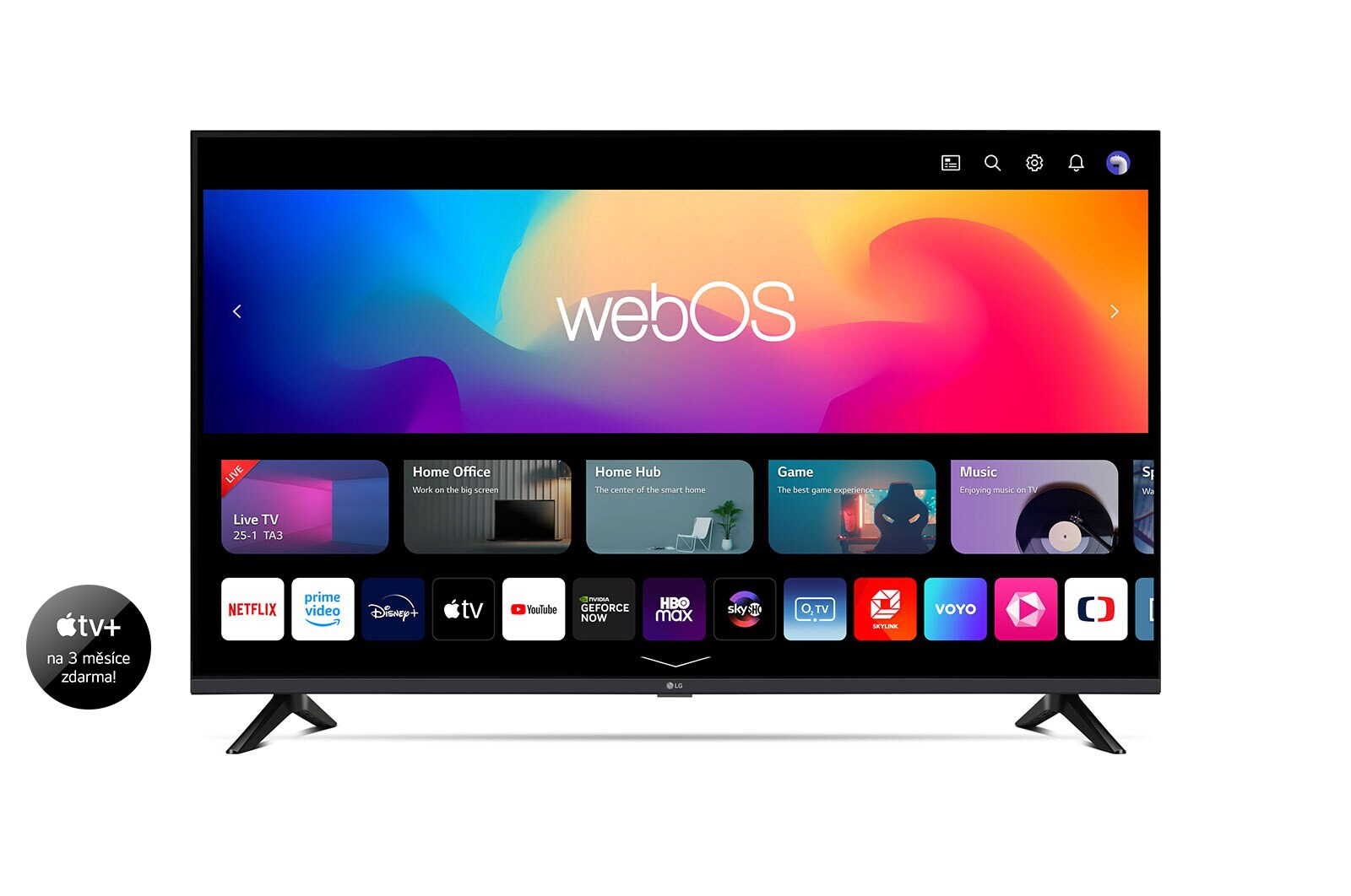 Pohled zepředu na ultra HD televizor LG