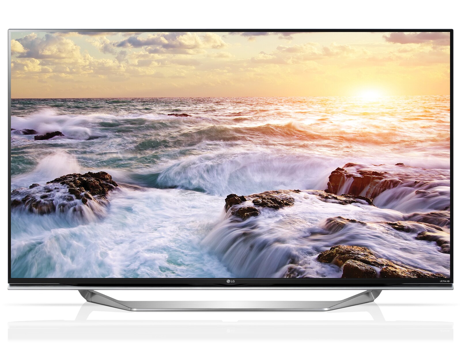 Čelní pohled na 60" LG 4K SUPER UHD TV, WEBOS 2.0, CINEMA 3D 60UF855V