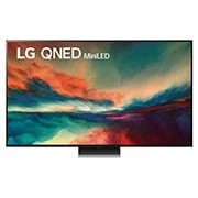 Přední pohled na televizor LG QNED s obrázkem výplně a logem produktu