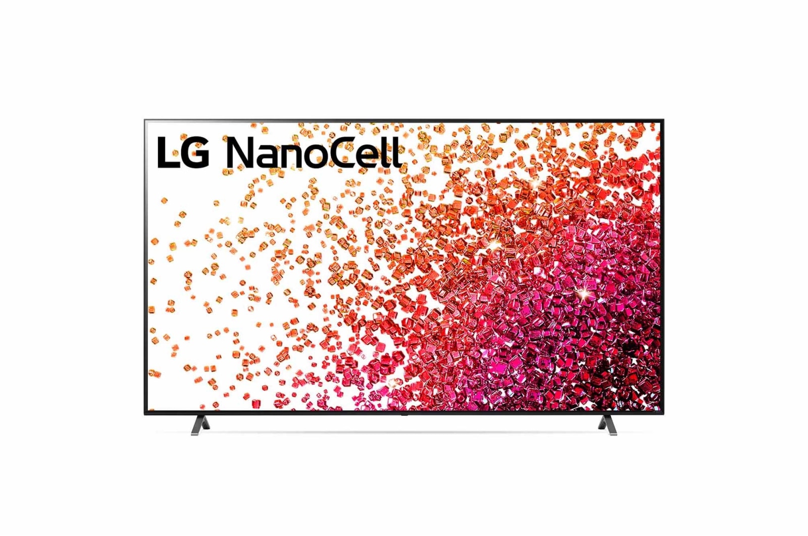 Čelní pohled na 75&#34; LG NanoCell TV, webOS Smart TV 75NANO753PA