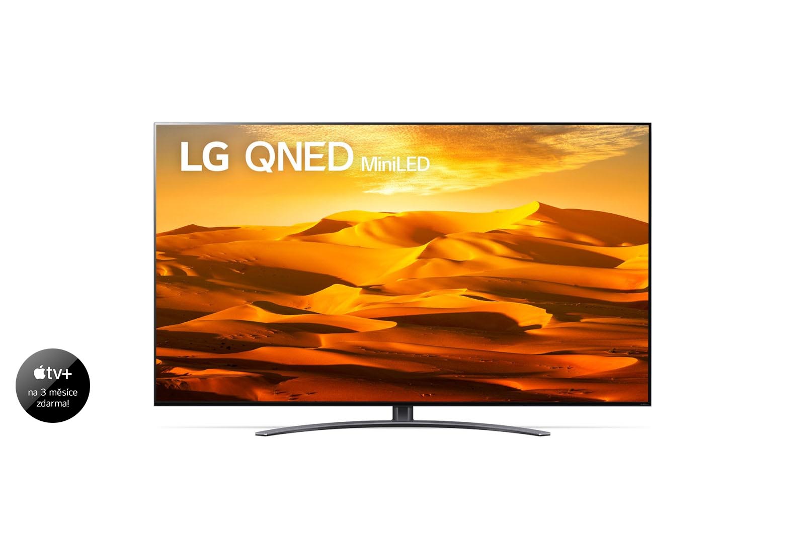 Čelní pohled na 65&#34; LG QNED TV, Procesor α7 Gen5 AI, webOS smart TV 65QNED913QE