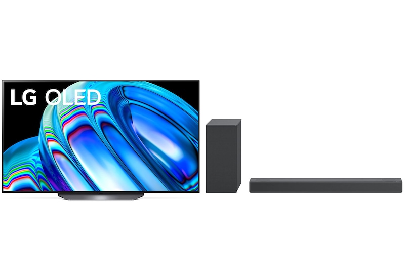 Čelní pohled na KINO SET  | TV OLED77B23LA + Sound Bar S75Q KINO.77B275Q