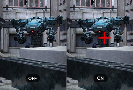 Ukázka funkce Crosshair v akci na monitoru UltraGear.