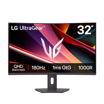 Čelní pohled na 32" zakřivený herní monitor LG UltraGear™ QHD 180 Hz 1 ms (GtG) 32G600A-B