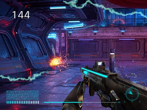 Počítadlo FPS se zobrazuje v rohu obrazovky.