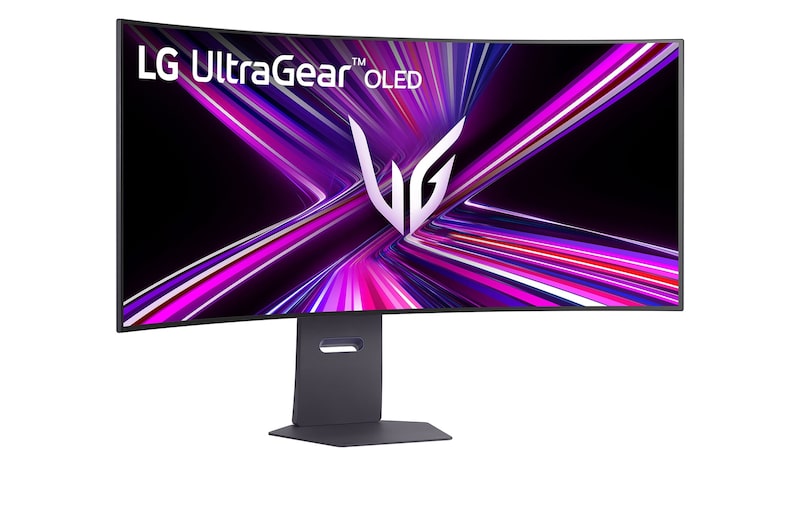 LG 45" herní monitor UltraGear™ OLED s rozlišením 5K2K WUHD, obnovovací frekvencí 165 Hz nebo WFHD v duálním režimu 330 Hz, odezvou 0,03 ms, kompatibilní s G-sync a rozhraním DisplayPort 2.1, 45GX950A-B