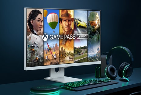 LG Smart Monitor zobrazující rozhraní služby Xbox Game Pass Ultimate.