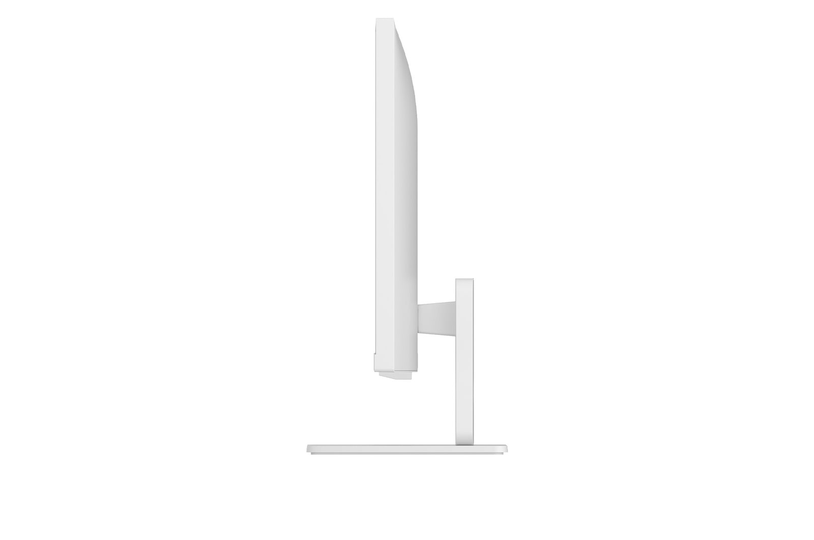 Boční pohled na LG Smart Monitor ukazující štíhlý a minimalistický design.
