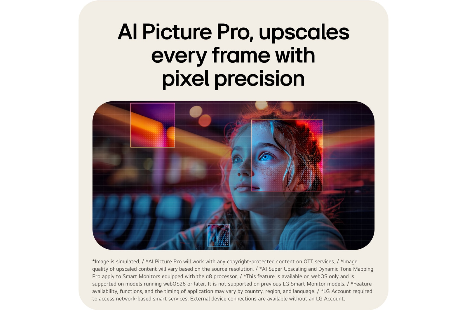 AI Picture Pro na LG Smart Monitor automaticky vyvažuje jas a kontrast pro stabilní sledování.