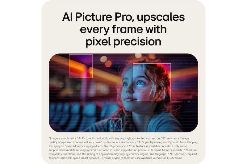 AI Picture Pro na LG Smart Monitor automaticky vyvažuje jas a kontrast pro stabilní sledování.