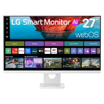 Čelní pohled na 27" LG Smart Monitor AI U7, 4K UHD IPS monitor pro streamování s webOS 27U731SB-W
