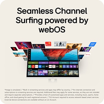 LG Smart Monitor s webOS poskytuje přístup k integrovaným streamovacím aplikacím a zábavnému obsahu.