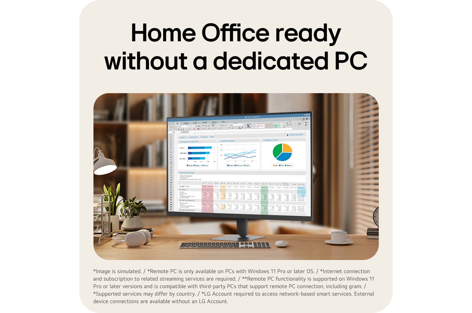 LG Smart Monitor využívaný pro produktivitu v domácí kanceláři.